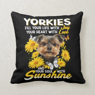 Yorkies and Sunshine Throw Pillow