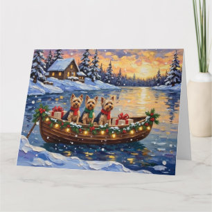 Yorkipoo Christmas Boat Holiday Card