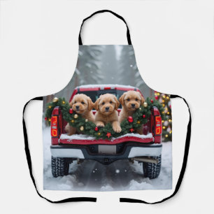 Yorkipoo Christmas Red Truck Holiday Gift Apron