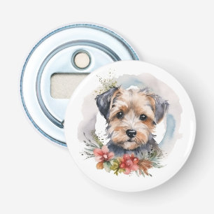 Yorkipoo Christmas Wreath Festive Pup Bottle Opener