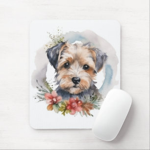 Yorkipoo Christmas Wreath Festive Pup Mouse Pad