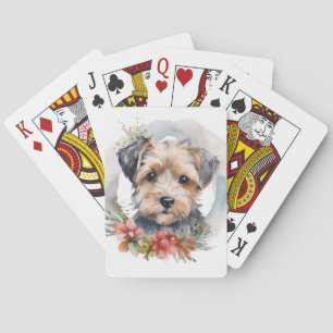 Yorkipoo Christmas Wreath Festive Pup Playing Cards