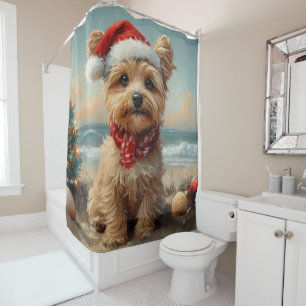 Yorkipoo Dog Christmas Vintage Beach