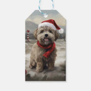 Yorkipoo Dog in Snow Christmas Gift Tags