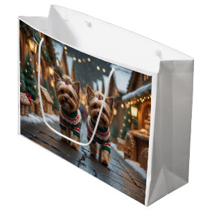 Yorkipoo Dogs Christmas Snow Holiday Large Gift Bag