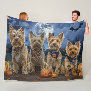 Yorkipoo Halloween Spooky Fleece Blanket