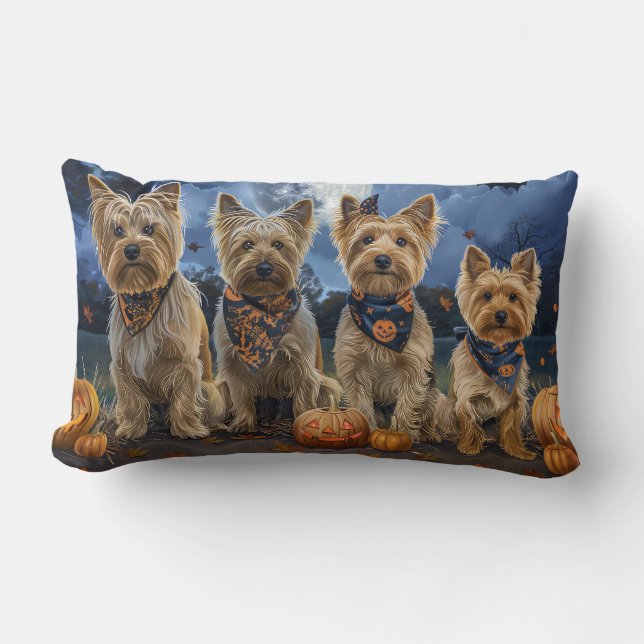 Yorkipoo Halloween Spooky  Lumbar Pillow (Front)