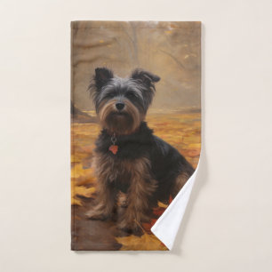 Yorkipoo in Autumn Leaves Fall Inspire Bath Towel Set