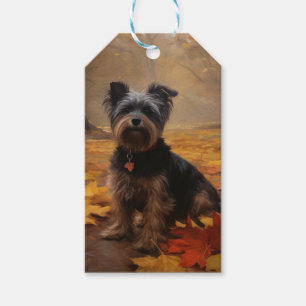 Yorkipoo in Autumn Leaves Fall Inspire Gift Tags