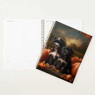 Yorkipoo Puppy Autumn Delight Pumpkin Planner