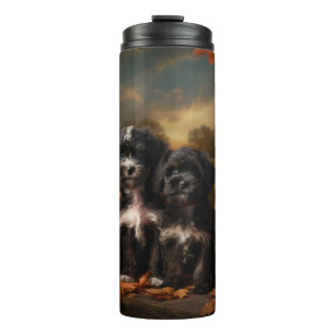 Yorkipoo Puppy Autumn Delight Pumpkin Thermal Tumbler