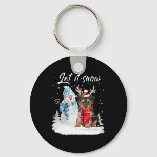 Yorkipoo Santa Dog Christmas Snowman Xmas Pajama 1 Keychain