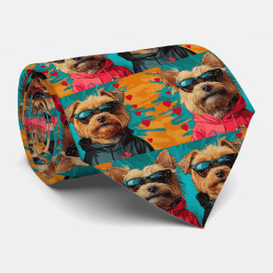 Yorkipoo with Heart Roses Valentine's Day Tie