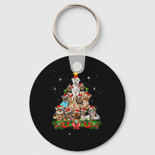 Yorkshire Christmas Dog Tree Funny Dog Tees Christ Keychain
