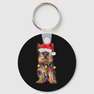 Yorkshire Christmas Yorkie Dog Santa Hat Christmas Keychain