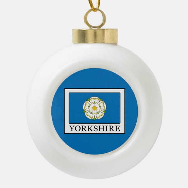 Yorkshire County England Ceramic Ball Christmas Ornament (Front)