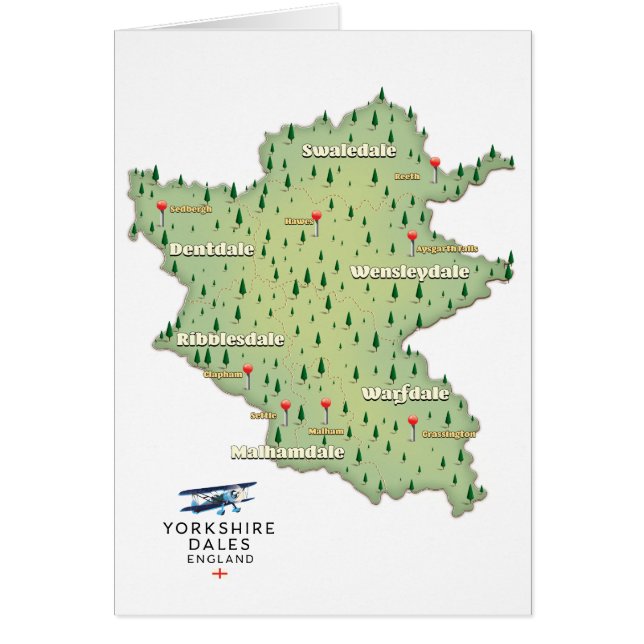 Yorkshire Dales England map (Front)