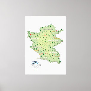 Yorkshire Dales England map Canvas Print