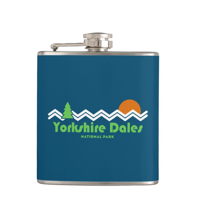 Yorkshire Dales National Park Retro Hip Flask (Front)