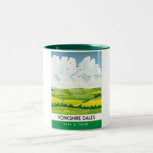 Yorkshire Dales travel poster. Two-Tone Coffee Mug