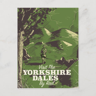 Yorkshire Dales vintage style travel poster Postcard