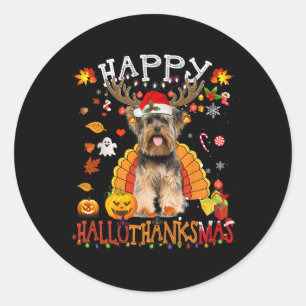 Yorkshire Dog Halloween Christmas Dog Happy Hallot Classic Round Sticker