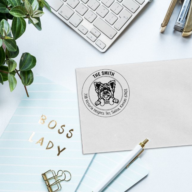 Yorkshire Dog Return Address Family Rubber Stamp (Creator Uploaded)