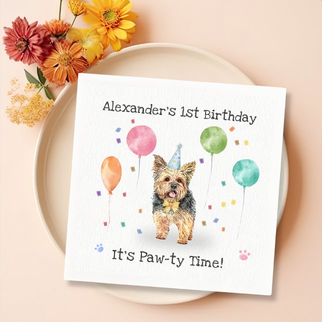 Yorkshire Lets  Dog Birthday Party Napkin (Creator Uploaded)