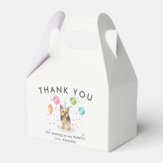 Yorkshire Lets Pawty Puppy Dog Birthday Thank You Favor Box