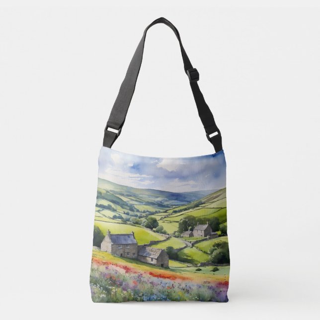 "Yorkshire Meadowsong" Landscape Yorkshire Dales  Crossbody Bag (Front)