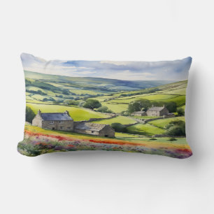 "Yorkshire Meadowsong" Landscape Yorkshire Dales  Lumbar Pillow