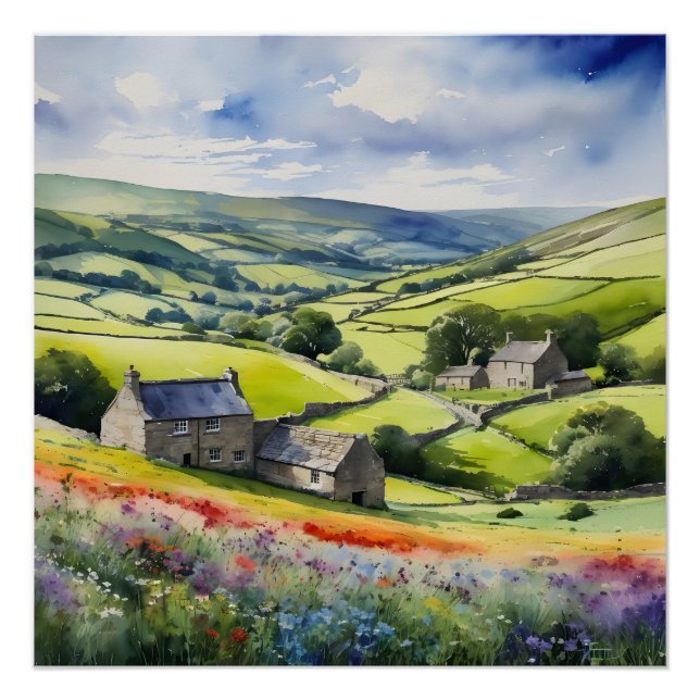 "Yorkshire Meadowsong" Landscape Yorkshire Dales  Poster (Front)