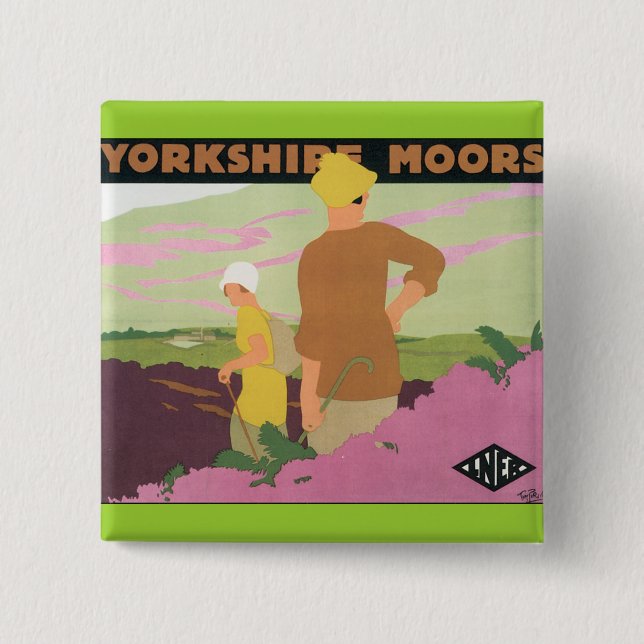 Yorkshire Moors 2 Inch Square Button (Front)