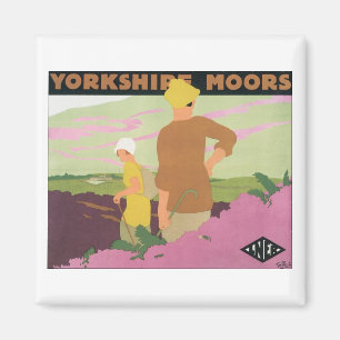 Yorkshire Moors Vintage Travel Poster Magnet