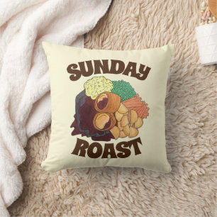 Yorkshire Pudding Sunday Roast UK British Food Throw Pillow