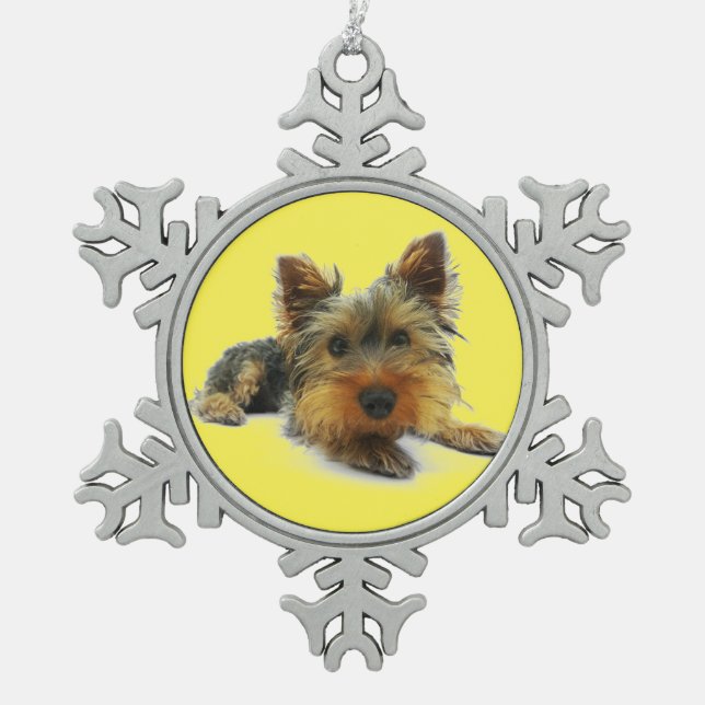 Yorkshire Snowflake Pewter Christmas Ornament (Front)