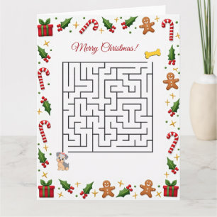 Yorkshire Terier Christmas Maze Puzzle Holiday Card
