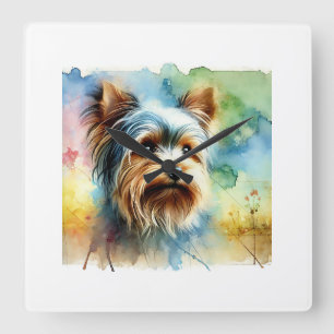 Yorkshire Terrier 080724AREF106 - Watercolor Square Wall Clock