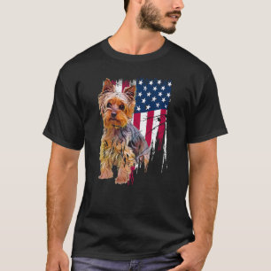 Yorkshire Terrier American Flag USA Awesome T-Shirt