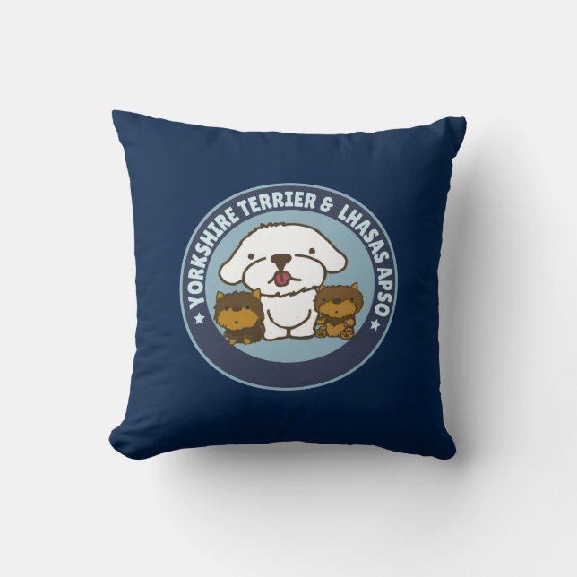 Yorkshire Terrier and Lhasa Apso Throw Pillow (Front)