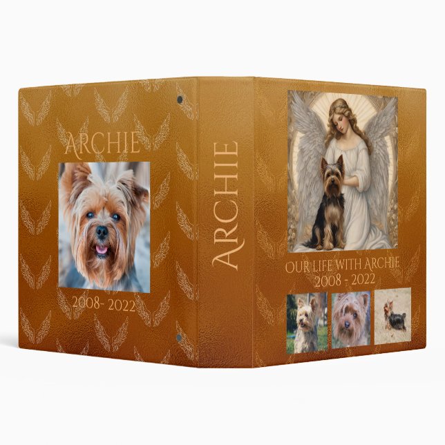 Yorkshire Terrier Angel Personalized Memorial Binder (Background)