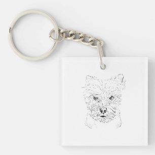 Yorkshire Terrier Art,Minimalist Line Drawing Keychain