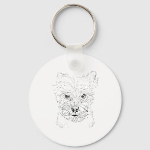 Yorkshire Terrier Art,Minimalist Line Drawing Keychain