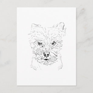 Yorkshire Terrier Art,Minimalist Line Drawing Postcard