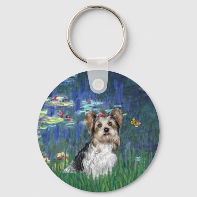 Yorkshire Terrier (Biewer) - Lilies 5 Keychain (Front)
