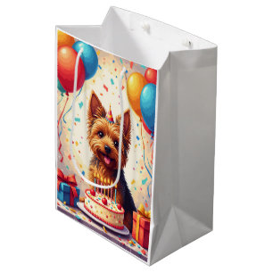 Yorkshire Terrier Birthday Celebration Medium Gift Bag