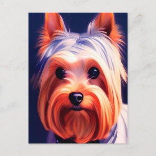 Yorkshire Terrier Blue Portrait 003 Postcard