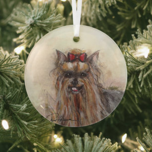 Yorkshire Terrier by Hevener Glass Ornament
