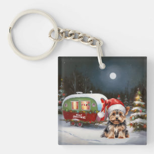 Yorkshire Terrier Caravan Christmas Adventure Keychain
