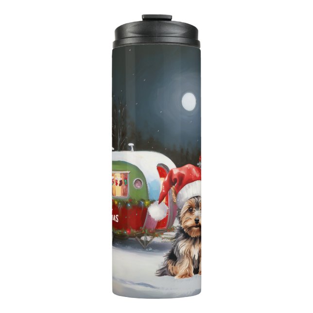 Yorkshire Terrier Caravan Christmas Adventure Thermal Tumbler (Front)